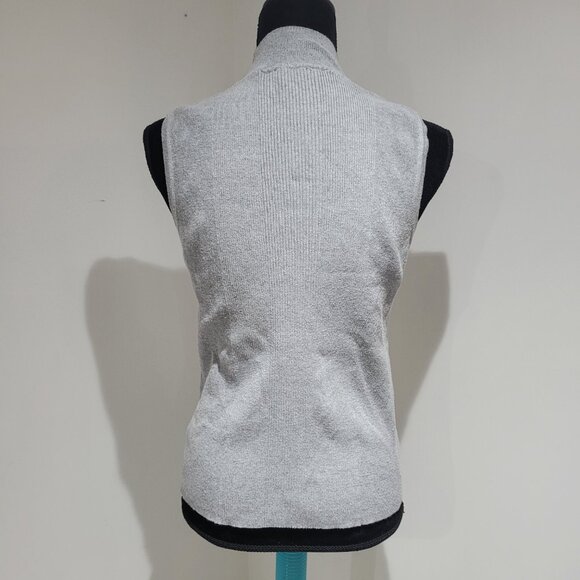 Tahari Knit Sleeveless Ribbed Mock Neck Sweater Size L Gray Stretch Minimalist - Picture 6 of 9